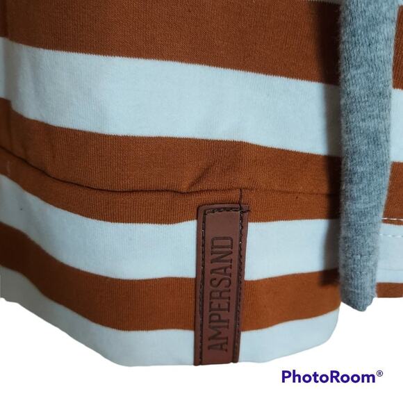 Ampersand Double Hood Hoodie Pullover Striped Sweatshirt Women Medium NWT - Picture 7 of 8